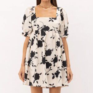 Black and Ivory Floral Dress